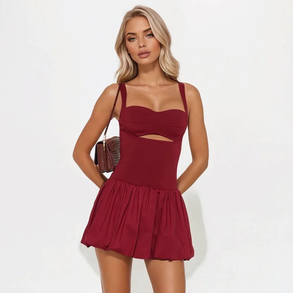 Evie Bubble Mini Dress - Wine Fashion Nova